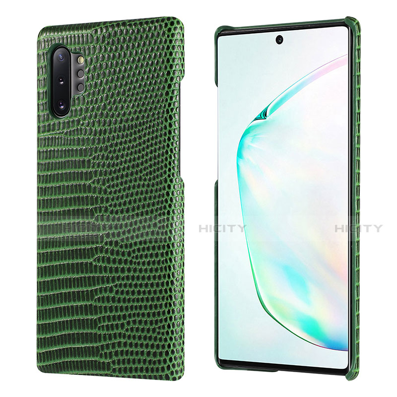 Coque Luxe Cuir Housse Etui P02 pour Samsung Galaxy Note 10 Plus Vert Plus