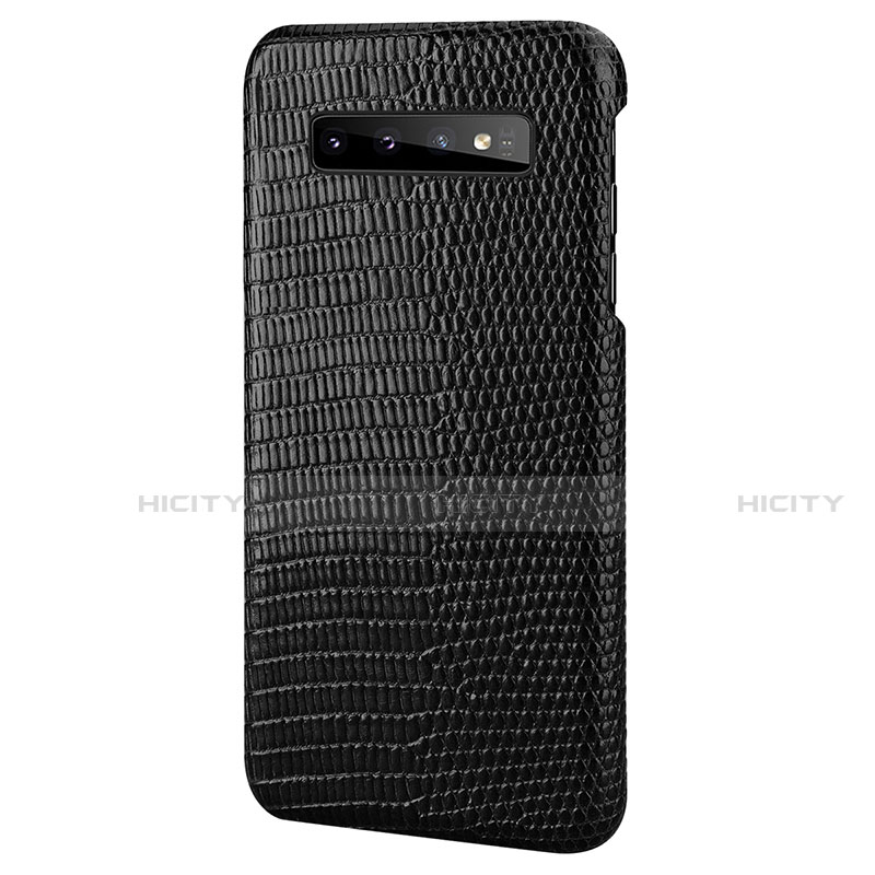 Coque Luxe Cuir Housse Etui P02 pour Samsung Galaxy S10 Plus Noir Plus