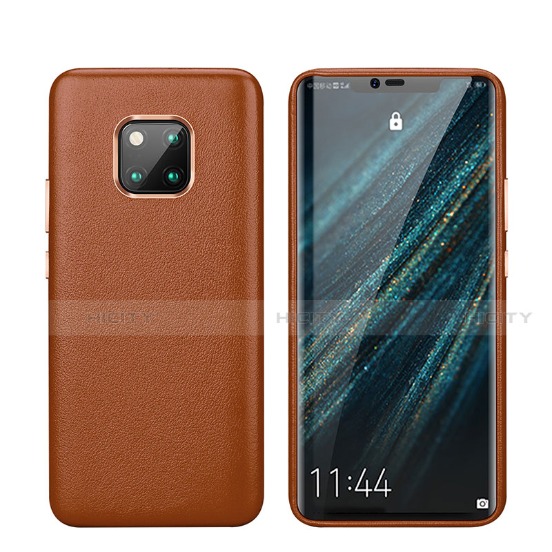 Coque Luxe Cuir Housse Etui P03 pour Huawei Mate 20 Pro Marron Plus