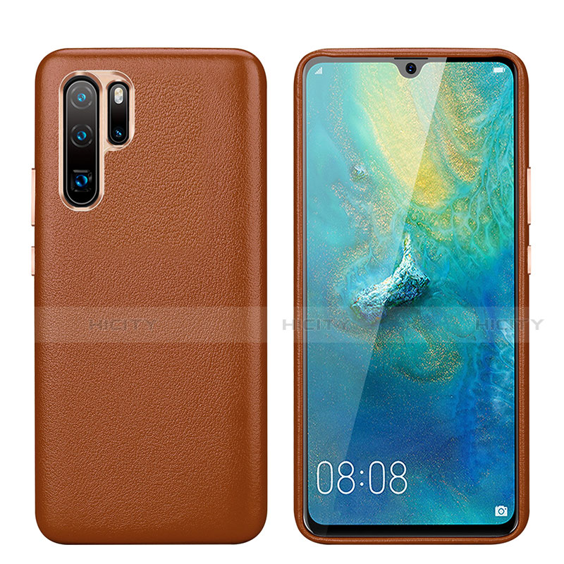 Coque Luxe Cuir Housse Etui P03 pour Huawei P30 Pro New Edition Marron Plus