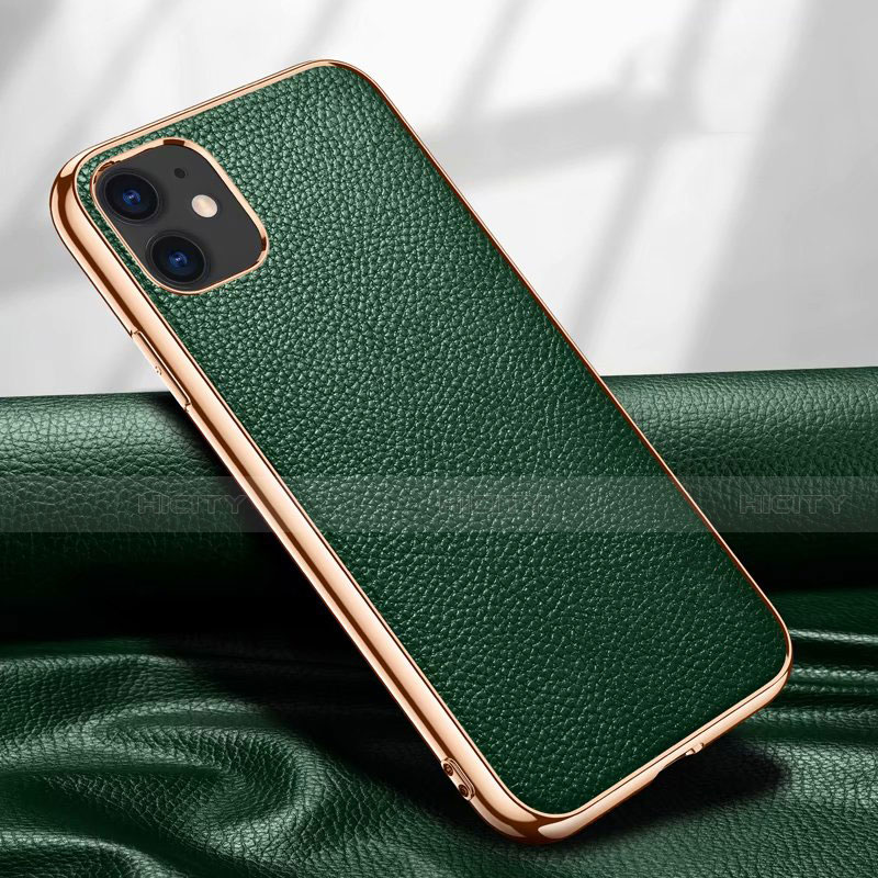 Coque Luxe Cuir Housse Etui pour Apple iPhone 12 Mini Vert Plus