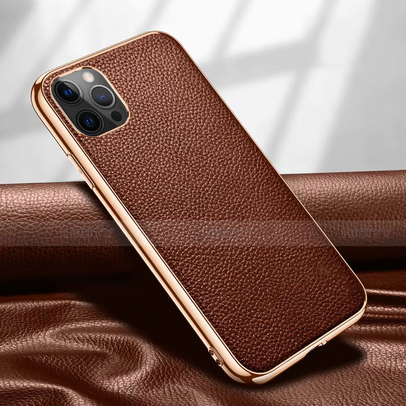 Coque Luxe Cuir Housse Etui pour Apple iPhone 12 Pro Max Marron Plus