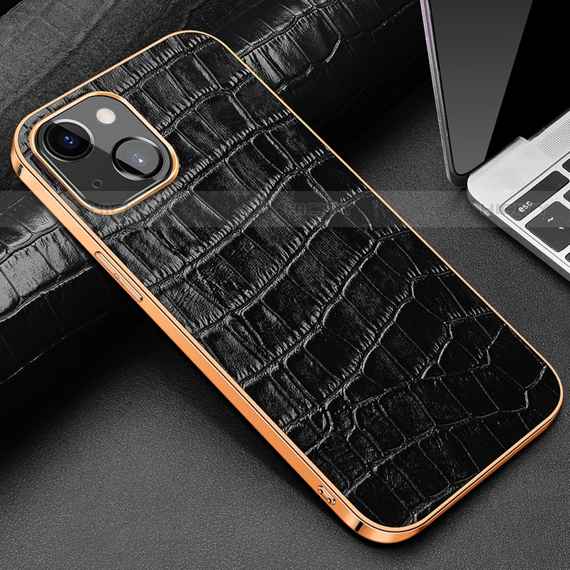 Coque Luxe Cuir Housse Etui pour Apple iPhone 13 Noir Plus