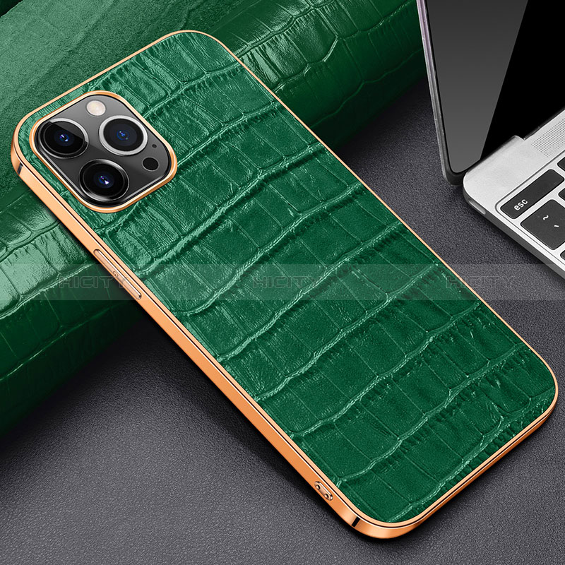 Coque Luxe Cuir Housse Etui pour Apple iPhone 14 Pro Max Vert Plus