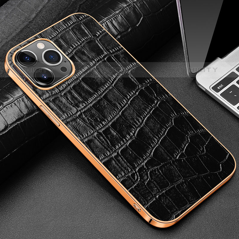 Coque Luxe Cuir Housse Etui pour Apple iPhone 16 Pro Max Noir Plus