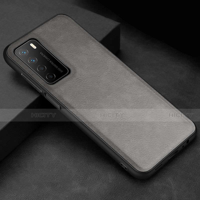 Coque Luxe Cuir Housse Etui pour Huawei Honor Play4 5G Gris Plus