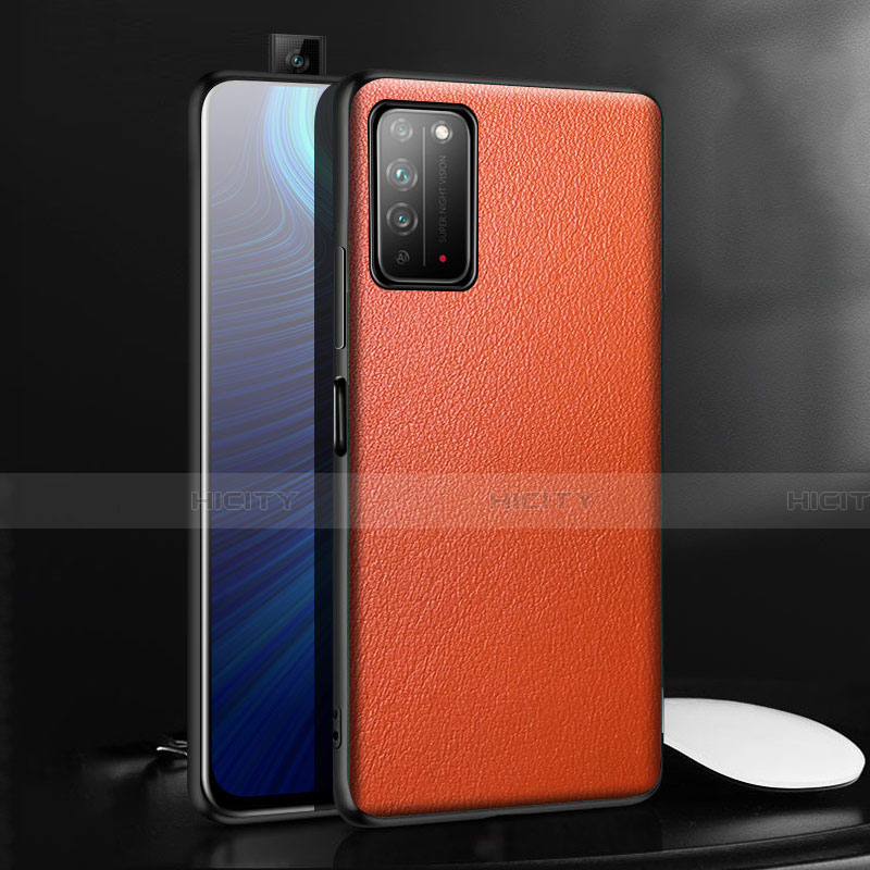 Coque Luxe Cuir Housse Etui pour Huawei Honor X10 5G Orange Plus