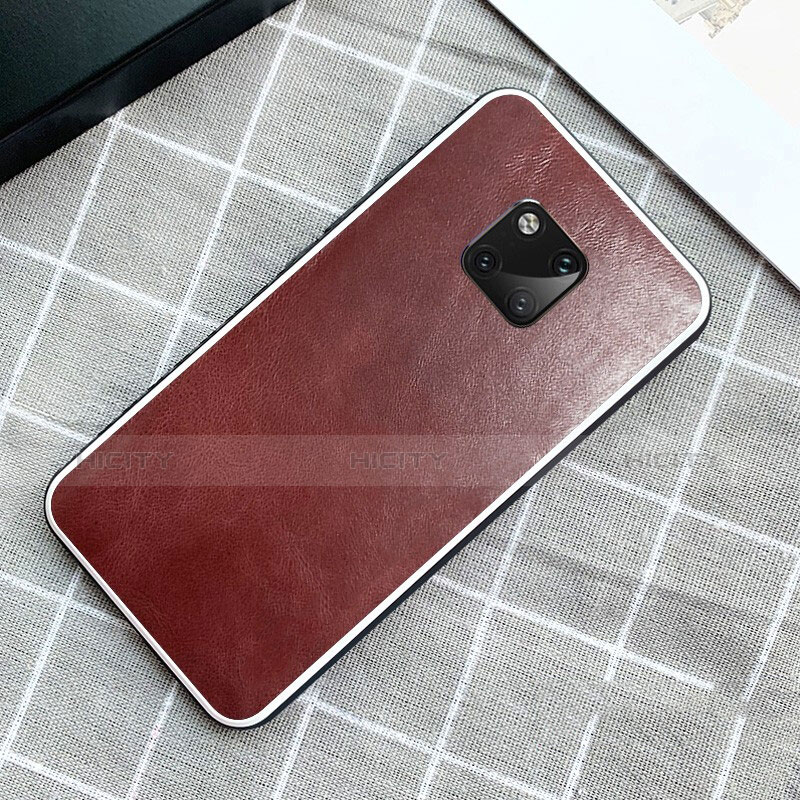 Coque Luxe Cuir Housse Etui pour Huawei Mate 20 Pro Marron Plus