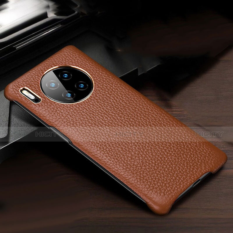 Coque Luxe Cuir Housse Etui pour Huawei Mate 30 5G Marron Plus