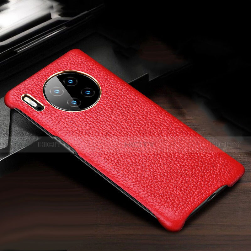 Coque Luxe Cuir Housse Etui pour Huawei Mate 30 5G Rouge Plus