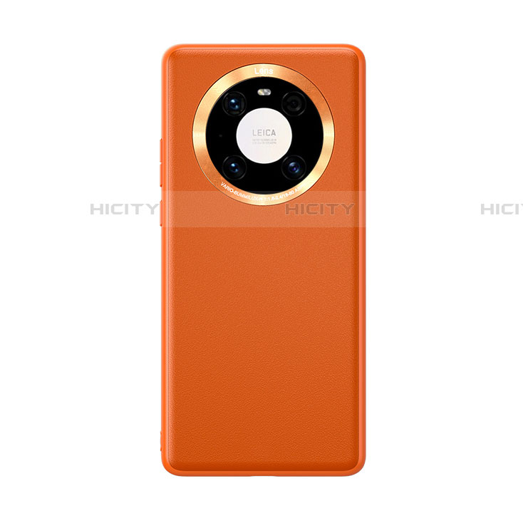 Coque Luxe Cuir Housse Etui pour Huawei Mate 40 Orange Plus