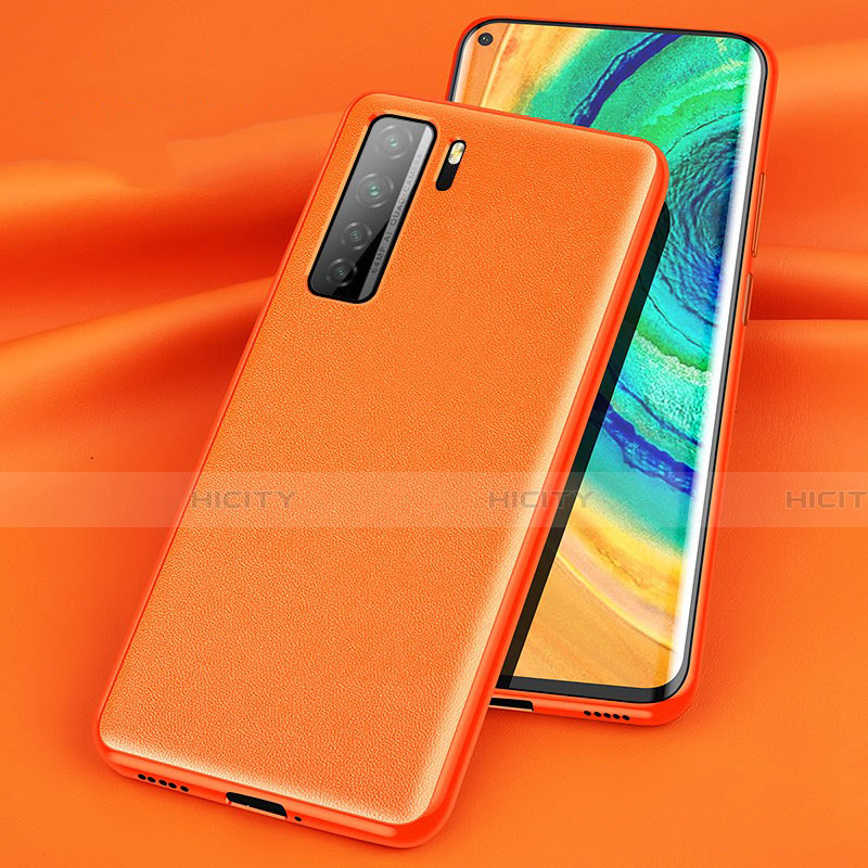 Coque Luxe Cuir Housse Etui pour Huawei Nova 7 SE 5G Orange Plus