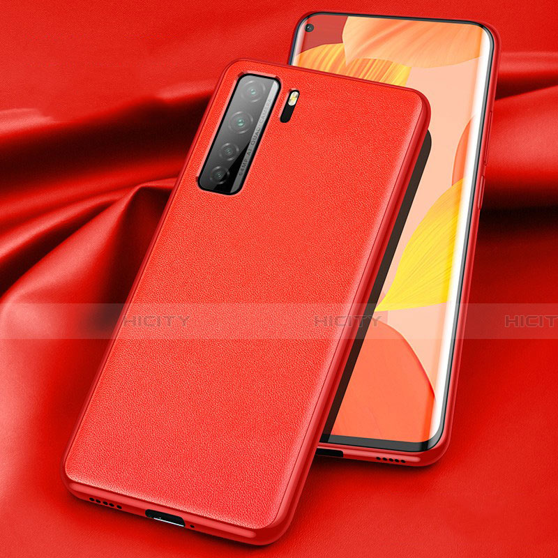 Coque Luxe Cuir Housse Etui pour Huawei Nova 7 SE 5G Rouge Plus