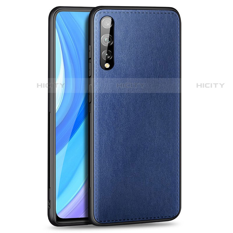 Coque Luxe Cuir Housse Etui pour Huawei P smart S Bleu Plus