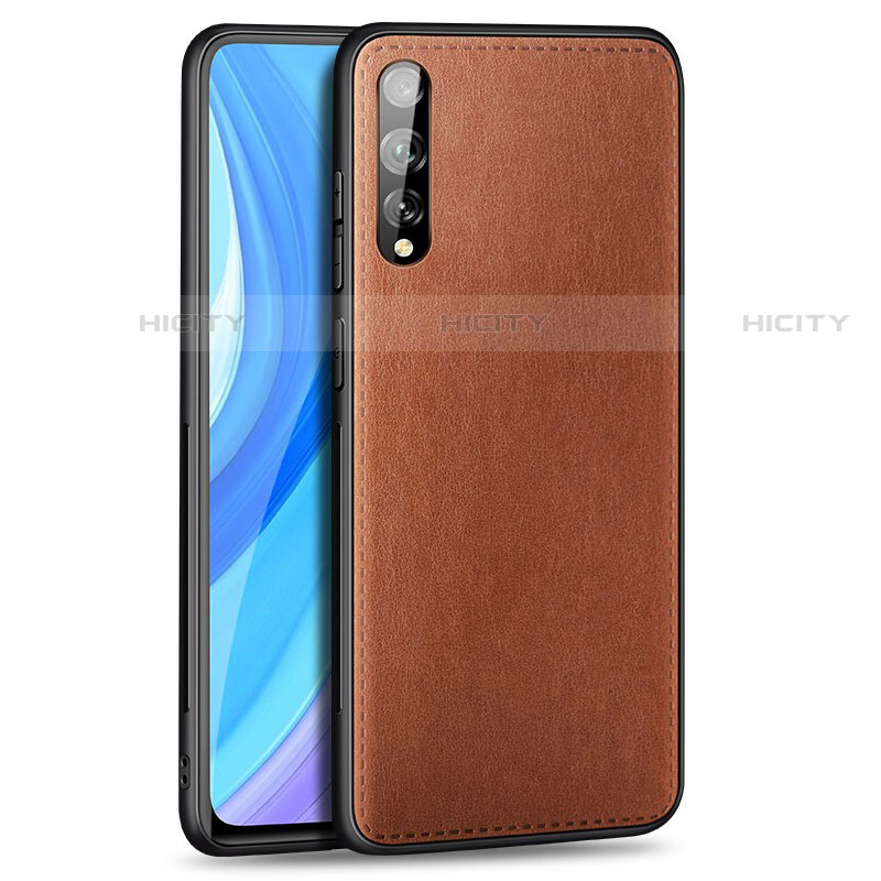 Coque Luxe Cuir Housse Etui pour Huawei P smart S Marron Plus