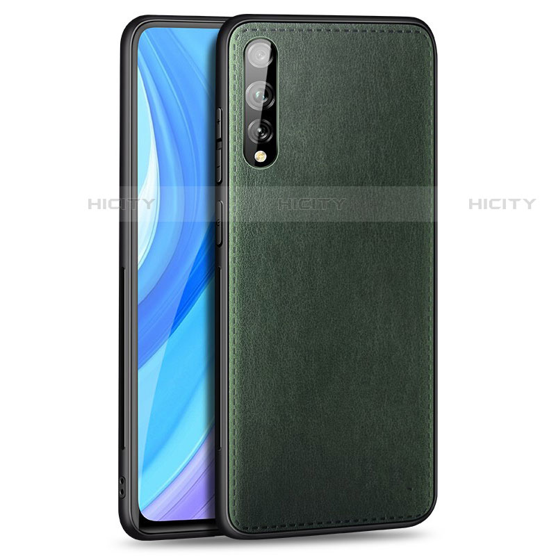 Coque Luxe Cuir Housse Etui pour Huawei P smart S Vert Plus