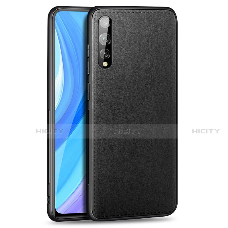 Coque Luxe Cuir Housse Etui pour Huawei Y8p Noir Plus