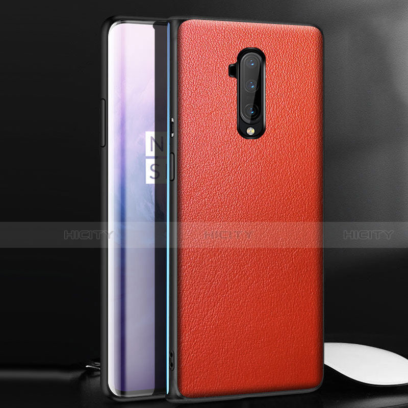 Coque Luxe Cuir Housse Etui pour OnePlus 7T Pro 5G Rouge Plus