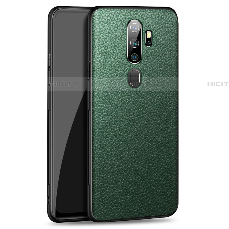 Coque Luxe Cuir Housse Etui pour Oppo A11 Vert Plus