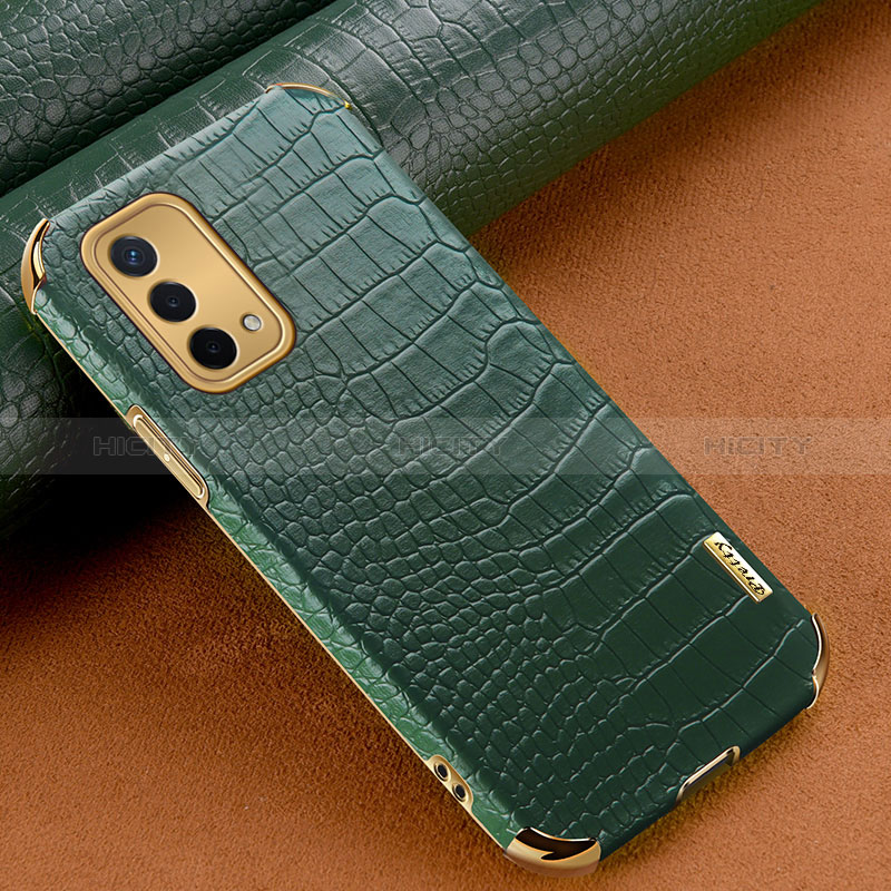 Coque Luxe Cuir Housse Etui pour Oppo A74 5G Vert Plus