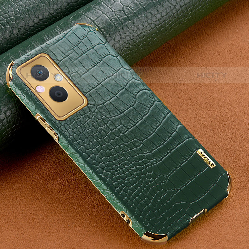 Coque Luxe Cuir Housse Etui pour Oppo F21 Pro 5G Vert Plus