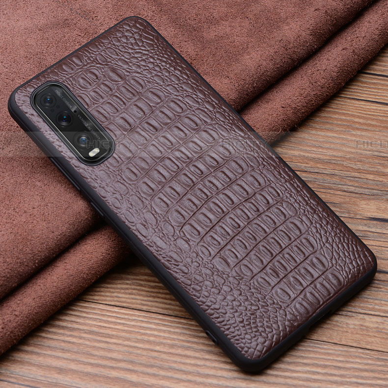 Coque Luxe Cuir Housse Etui pour Oppo Find X2 Marron Plus