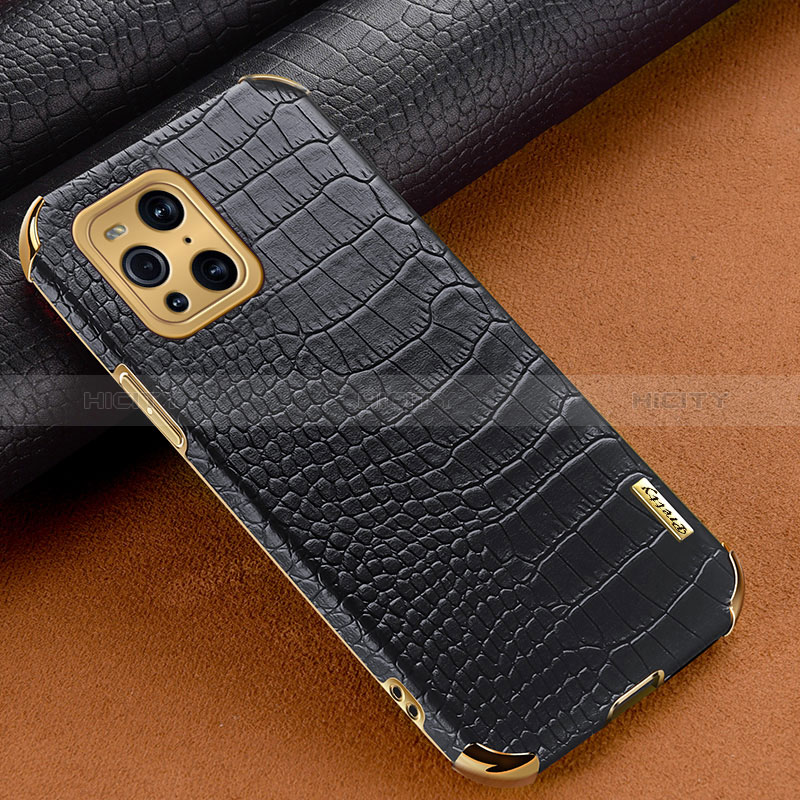 Coque Luxe Cuir Housse Etui pour Oppo Find X3 5G Noir Plus