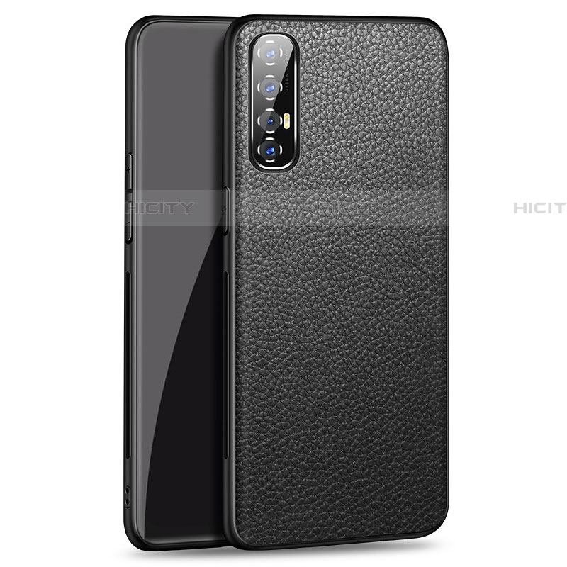 Coque Luxe Cuir Housse Etui pour Oppo Reno3 Pro Noir Plus