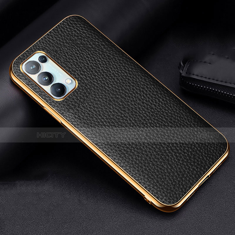 Coque Luxe Cuir Housse Etui pour Oppo Reno5 5G Noir Plus