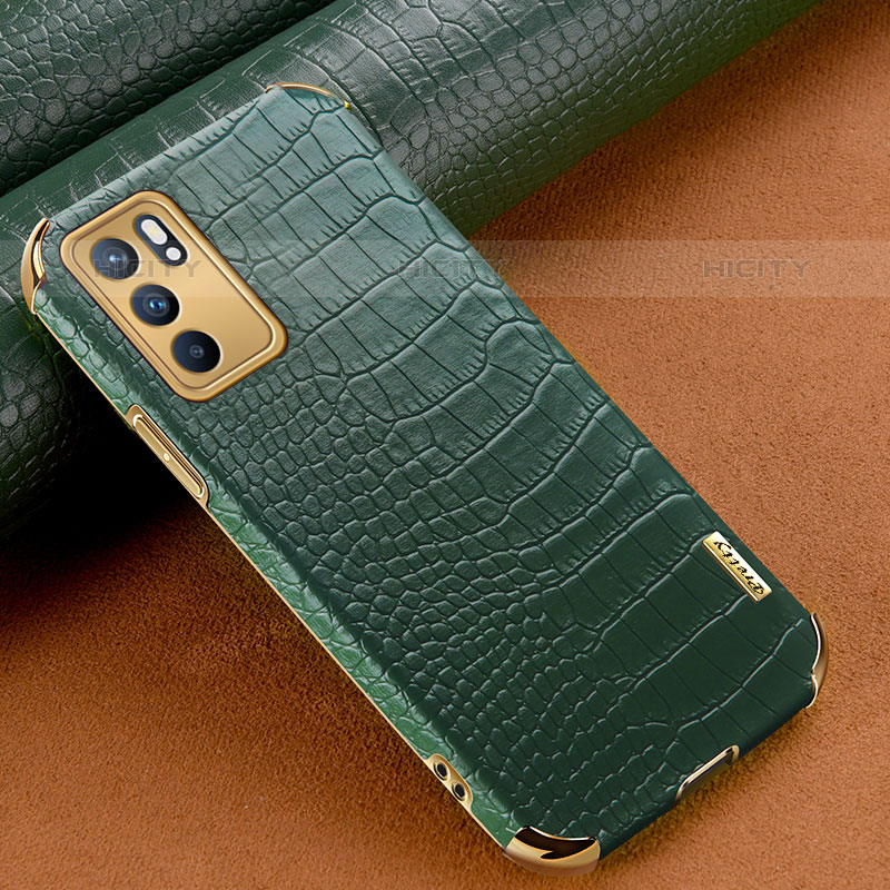 Coque Luxe Cuir Housse Etui pour Oppo Reno6 Pro 5G India Vert Plus