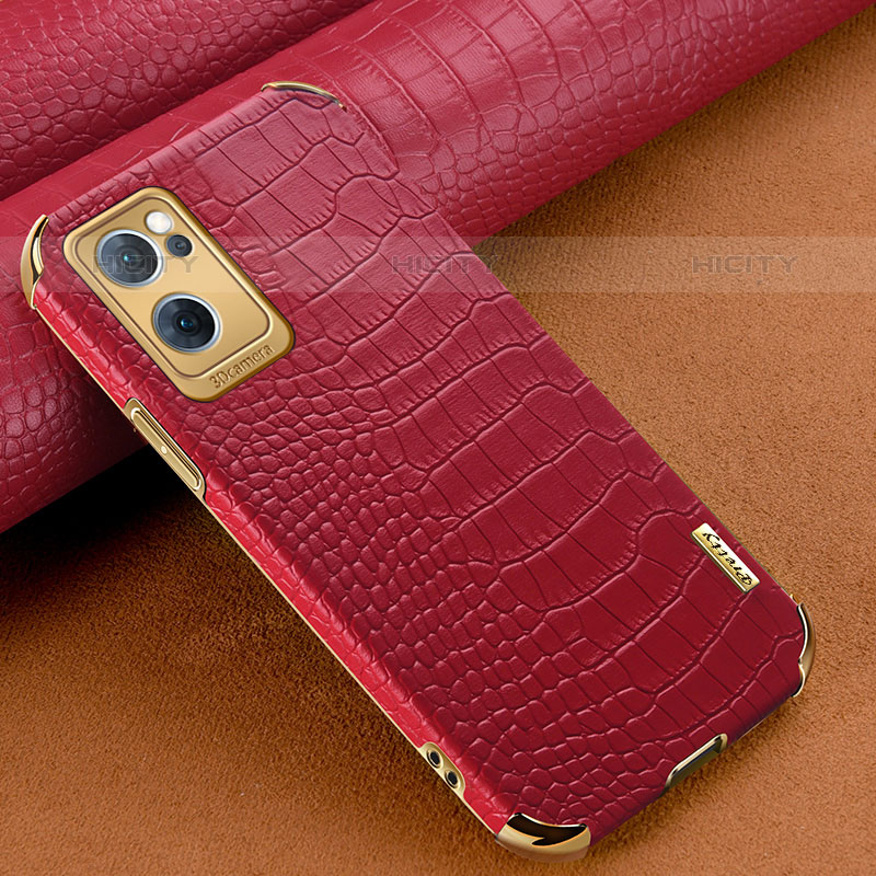 Coque Luxe Cuir Housse Etui pour Oppo Reno7 5G Rouge Plus