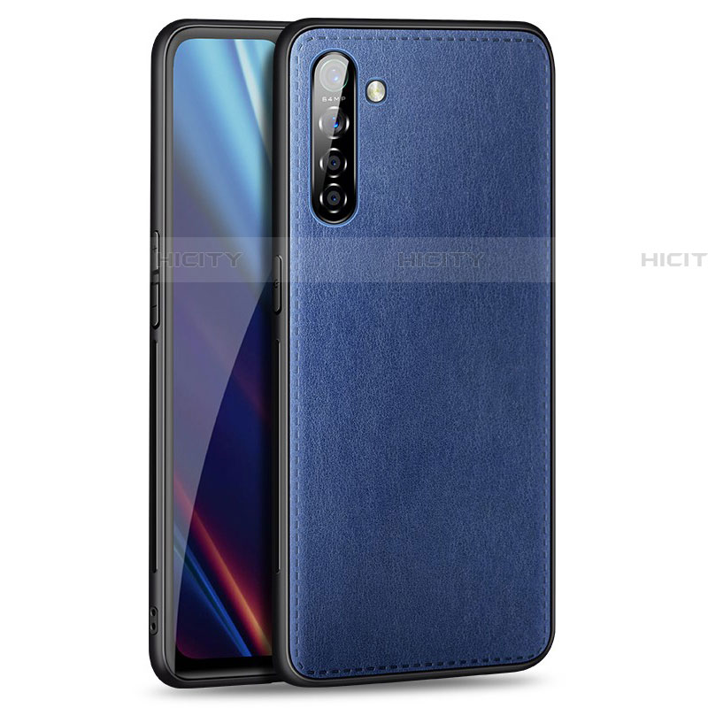 Coque Luxe Cuir Housse Etui pour Realme X2 Bleu Plus