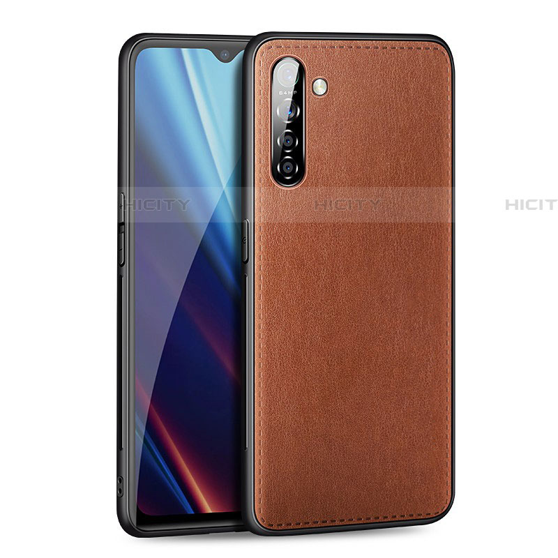 Coque Luxe Cuir Housse Etui pour Realme X2 Marron Plus