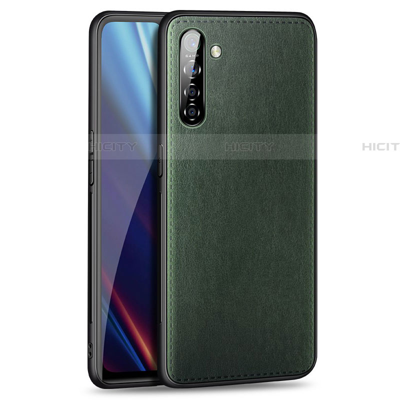 Coque Luxe Cuir Housse Etui pour Realme XT Vert Plus