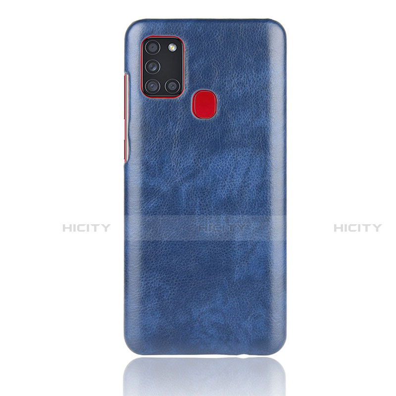 Coque Luxe Cuir Housse Etui pour Samsung Galaxy A21s Bleu Plus