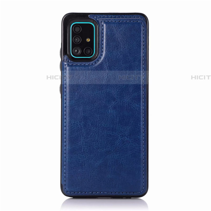 Coque Luxe Cuir Housse Etui pour Samsung Galaxy A51 5G Bleu Plus