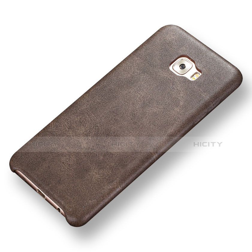 Coque Luxe Cuir Housse Etui pour Samsung Galaxy C7 Pro C7010 Marron Plus