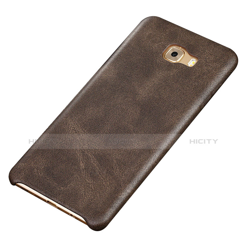 Coque Luxe Cuir Housse Etui pour Samsung Galaxy C9 Pro C9000 Marron Plus