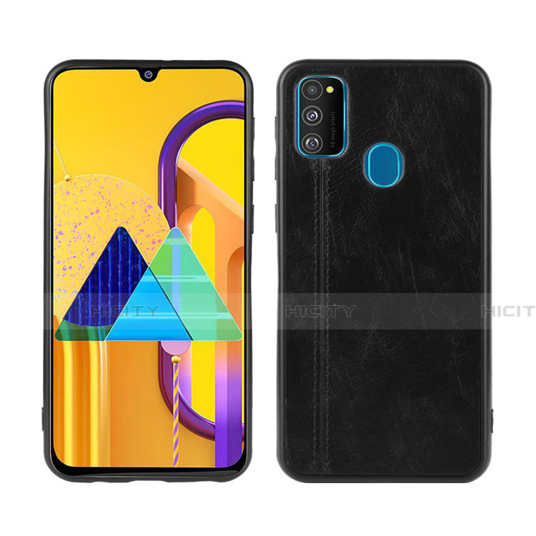 Coque Luxe Cuir Housse Etui pour Samsung Galaxy M21 Noir Plus