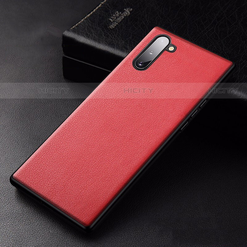 Coque Luxe Cuir Housse Etui pour Samsung Galaxy Note 10 Rouge Plus