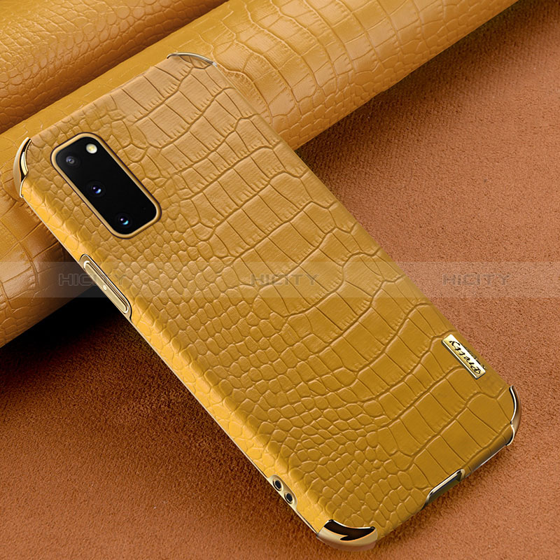 Coque Luxe Cuir Housse Etui pour Samsung Galaxy S20 5G Jaune Plus