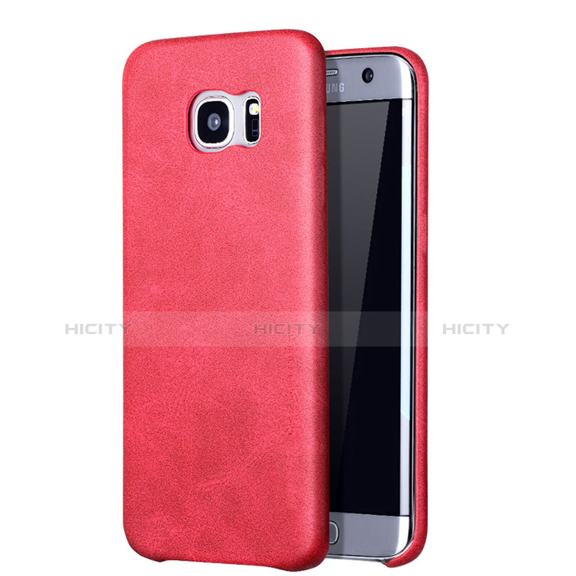 Coque Luxe Cuir Housse Etui pour Samsung Galaxy S7 Edge G935F Rouge Plus