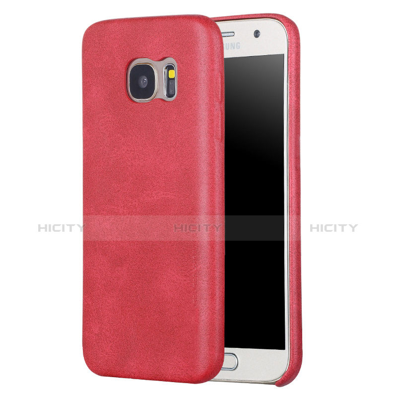 Coque Luxe Cuir Housse Etui pour Samsung Galaxy S7 G930F G930FD Rouge Plus