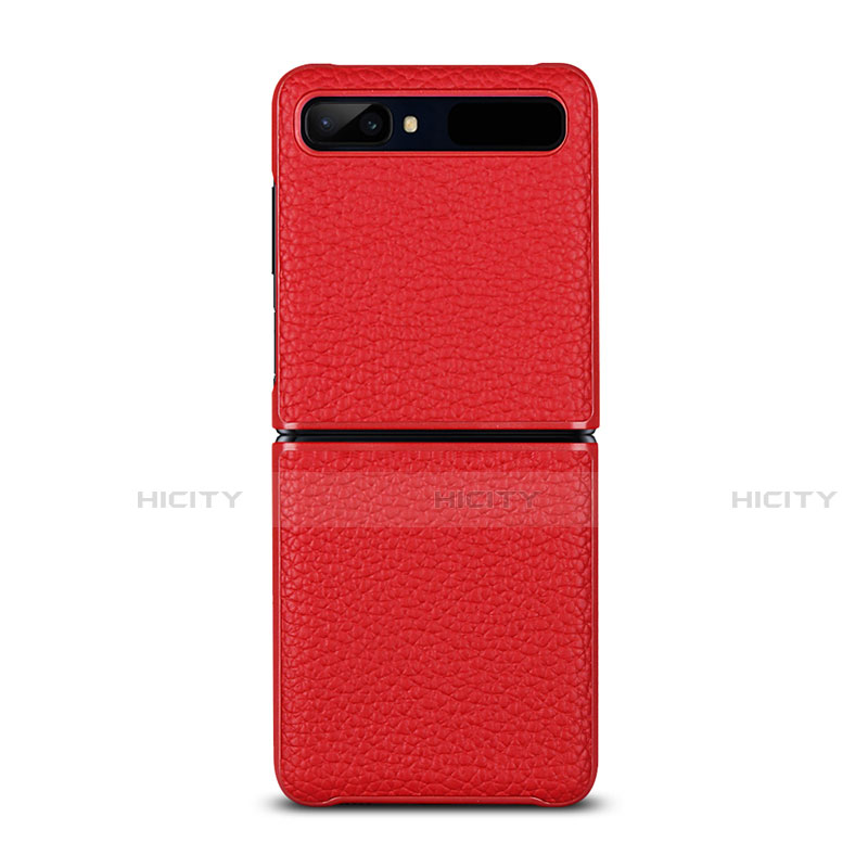 Coque Luxe Cuir Housse Etui pour Samsung Galaxy Z Flip Rouge Plus