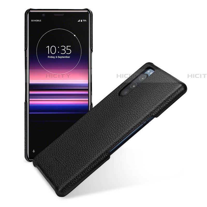 Coque Luxe Cuir Housse Etui pour Sony Xperia 5 Noir Plus