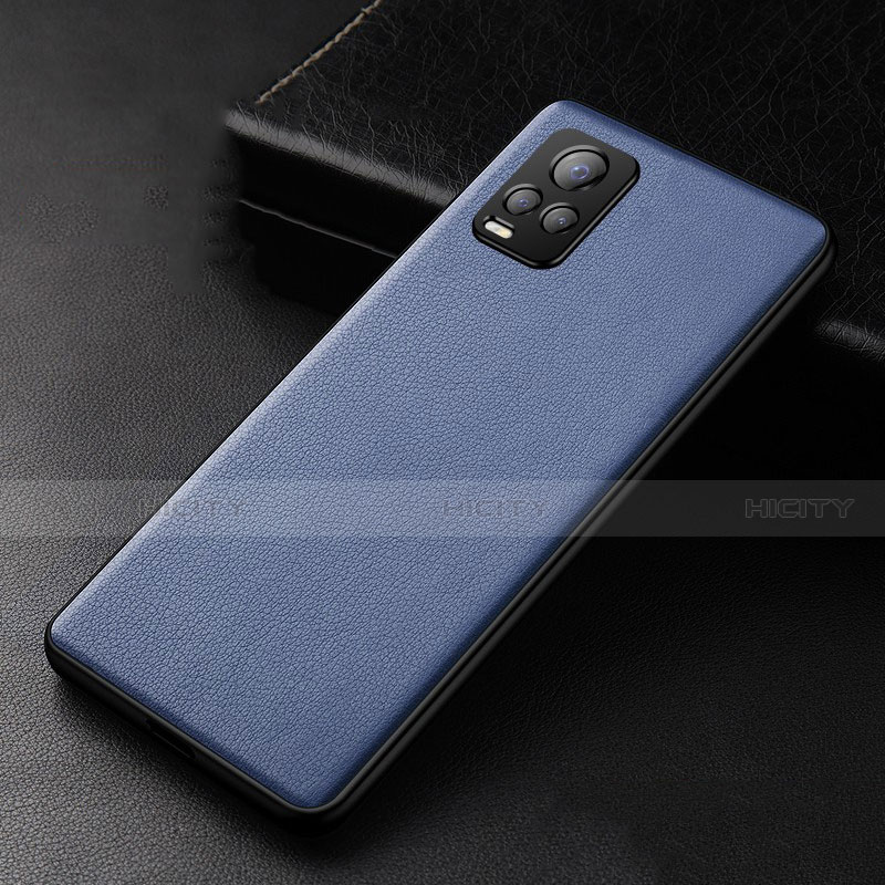 Coque Luxe Cuir Housse Etui pour Vivo V20 Pro 5G Bleu Plus