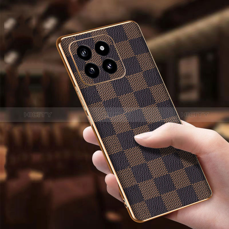 Coque Luxe Cuir Housse Etui pour Xiaomi Mi 14 Pro 5G Marron Plus