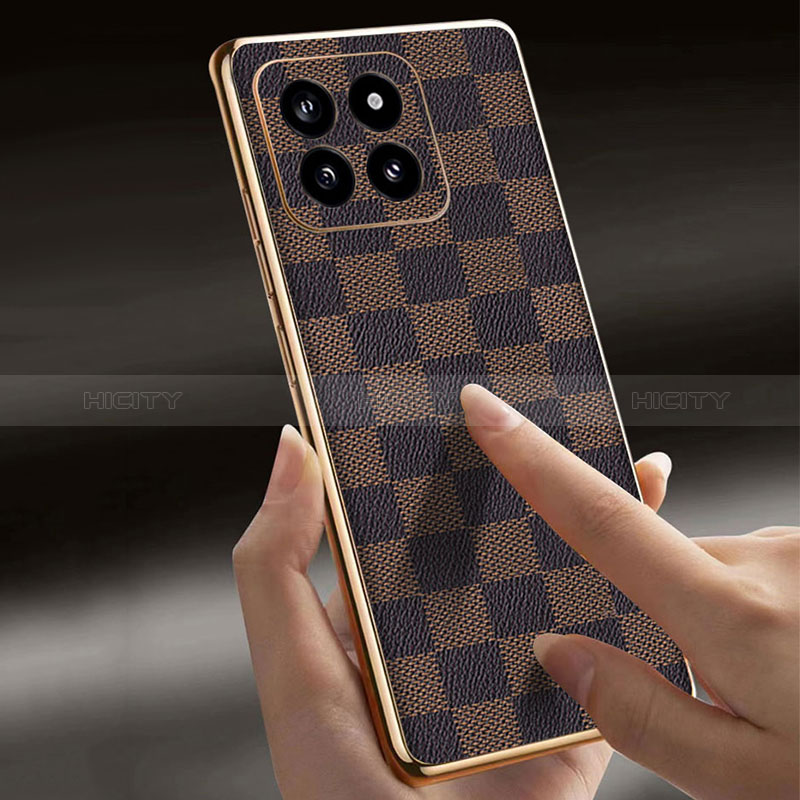 Coque Luxe Cuir Housse Etui pour Xiaomi Mi 14 Pro 5G Marron Plus