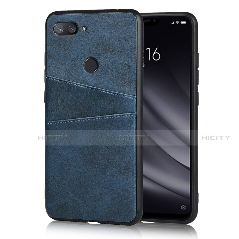 Coque Luxe Cuir Housse Etui pour Xiaomi Mi 8 Lite Bleu Plus