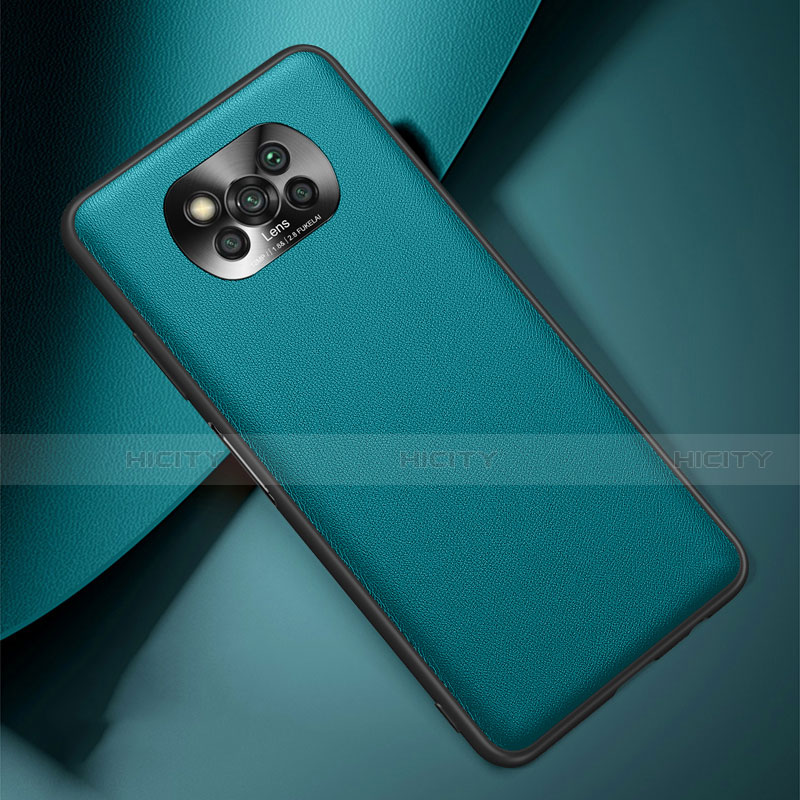 Coque Luxe Cuir Housse Etui pour Xiaomi Poco X3 Cyan Plus